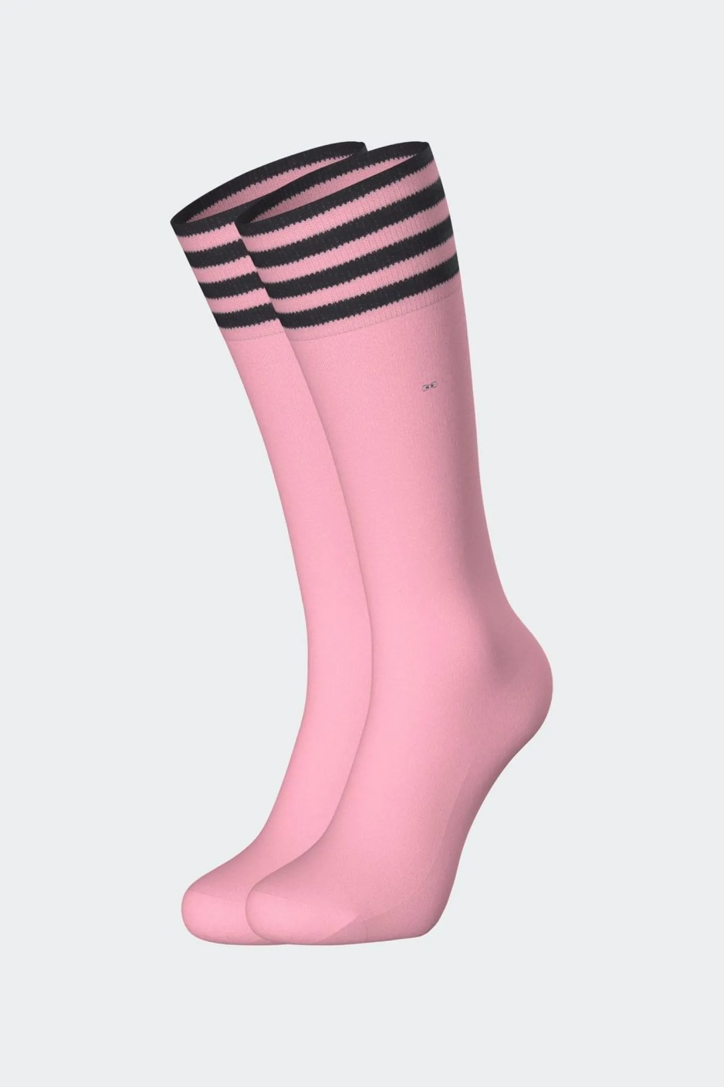 Paire De Chaussettes Roses A Bords Rayes En Coton Stretch