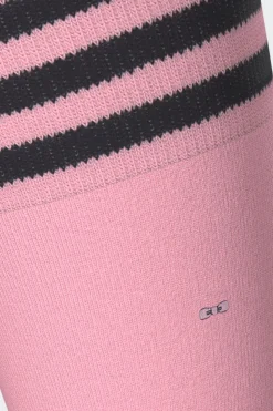 Paire De Chaussettes Roses A Bords Rayes En Coton Stretch