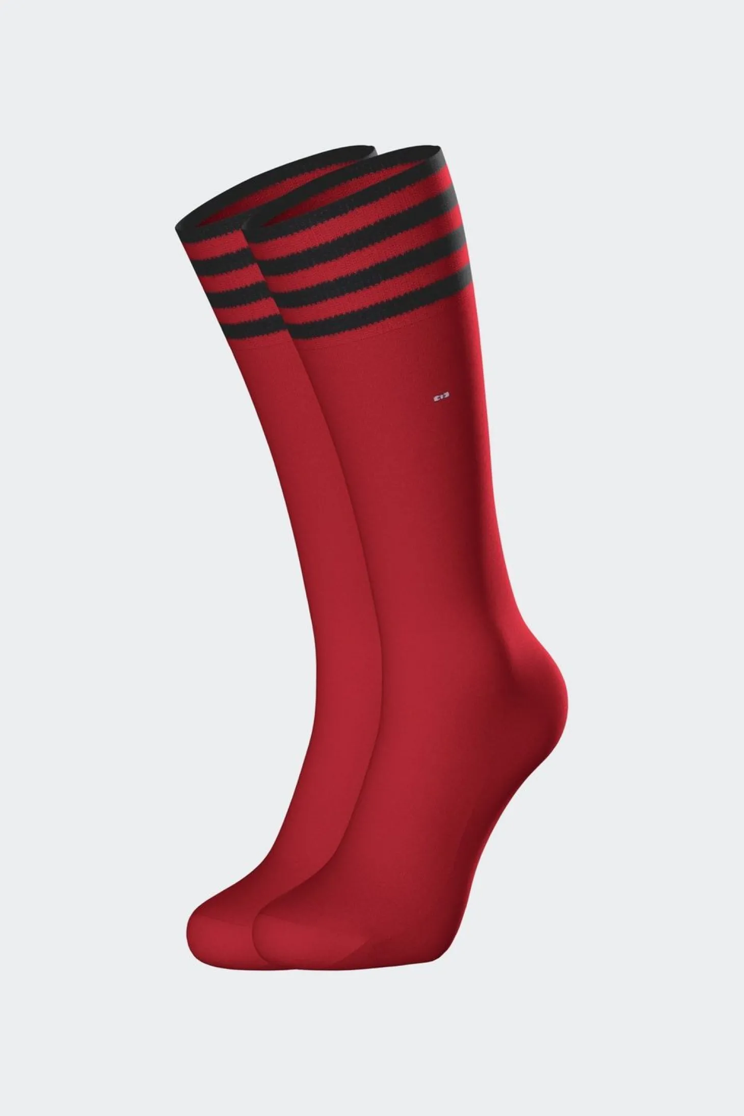 Paire De Chaussettes Rouges A Bords Rayes En Coton Stretch