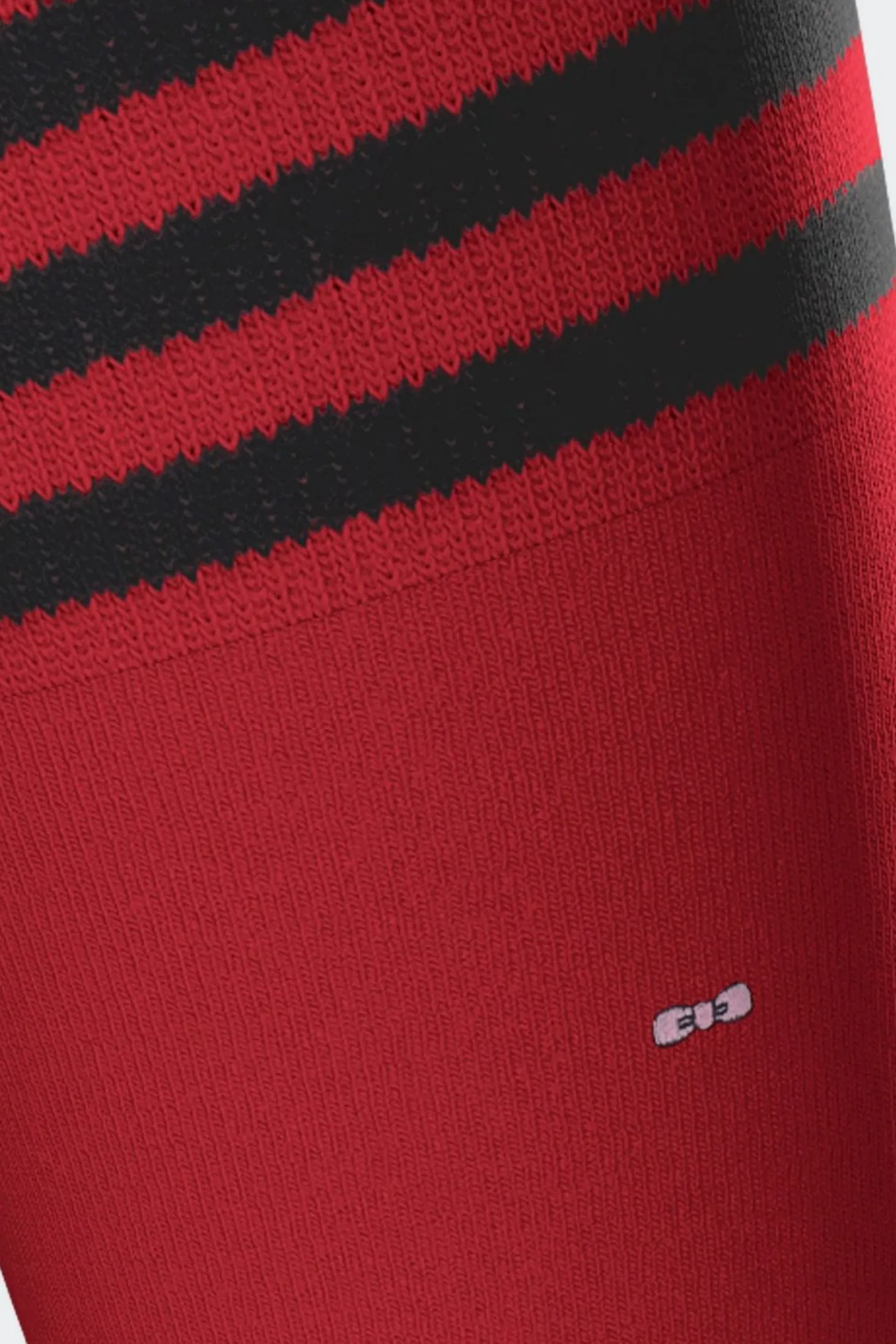 Paire De Chaussettes Rouges A Bords Rayes En Coton Stretch