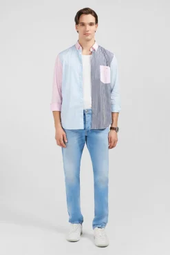 Pantalon Bleu Droit 5 Poches