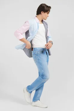 Pantalon Bleu Droit 5 Poches