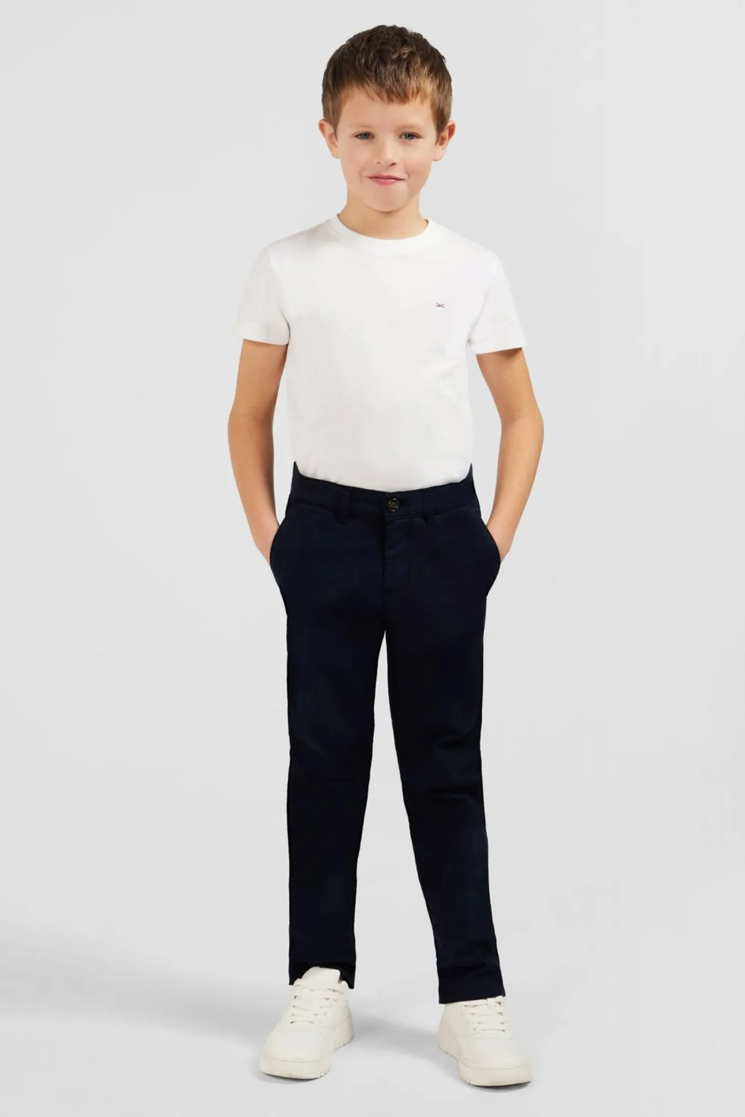 Pantalon Chino Marine En Coton Stretch