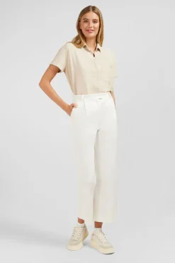 Pantalon Ecru A Jambes Larges Coupe Comfort