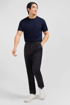Pantalon Regular Gris Fonce En Laine A Plis Casses
