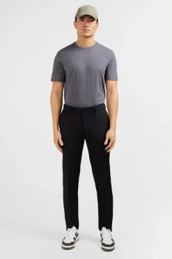 Pantalon Slim Noir En Laine A Plis Casses