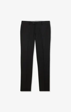Pantalon Slim Noir En Laine A Plis Casses