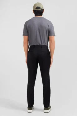 Pantalon Slim Noir En Laine A Plis Casses