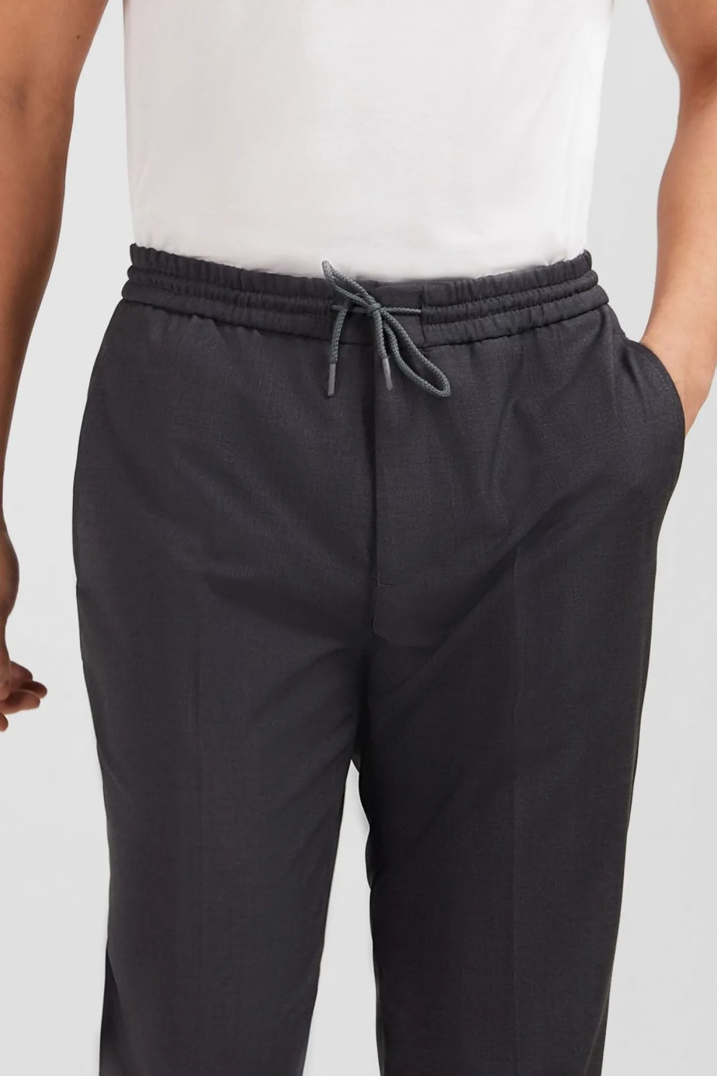 Pantalon Taille Elastiquee Gris