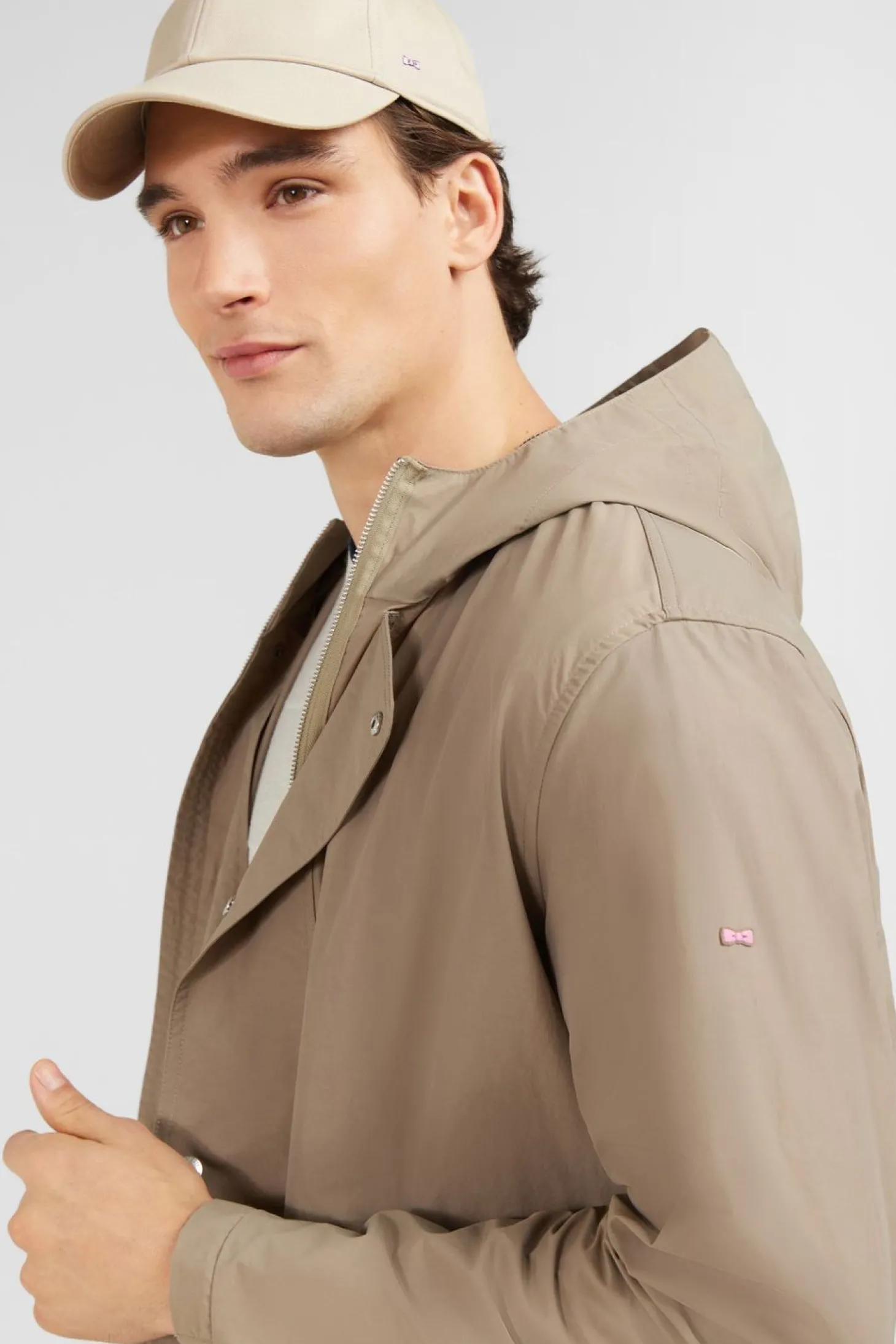 Parka A Capuche En Toile De Coton Melange Beige