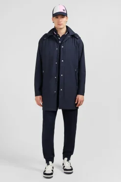 Parka Longue A Capuche Amovible Marine