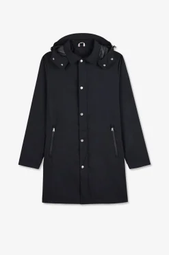 Parka Longue A Capuche Amovible Marine