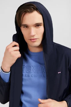 Parka Longue Zippee A Capuche Marine