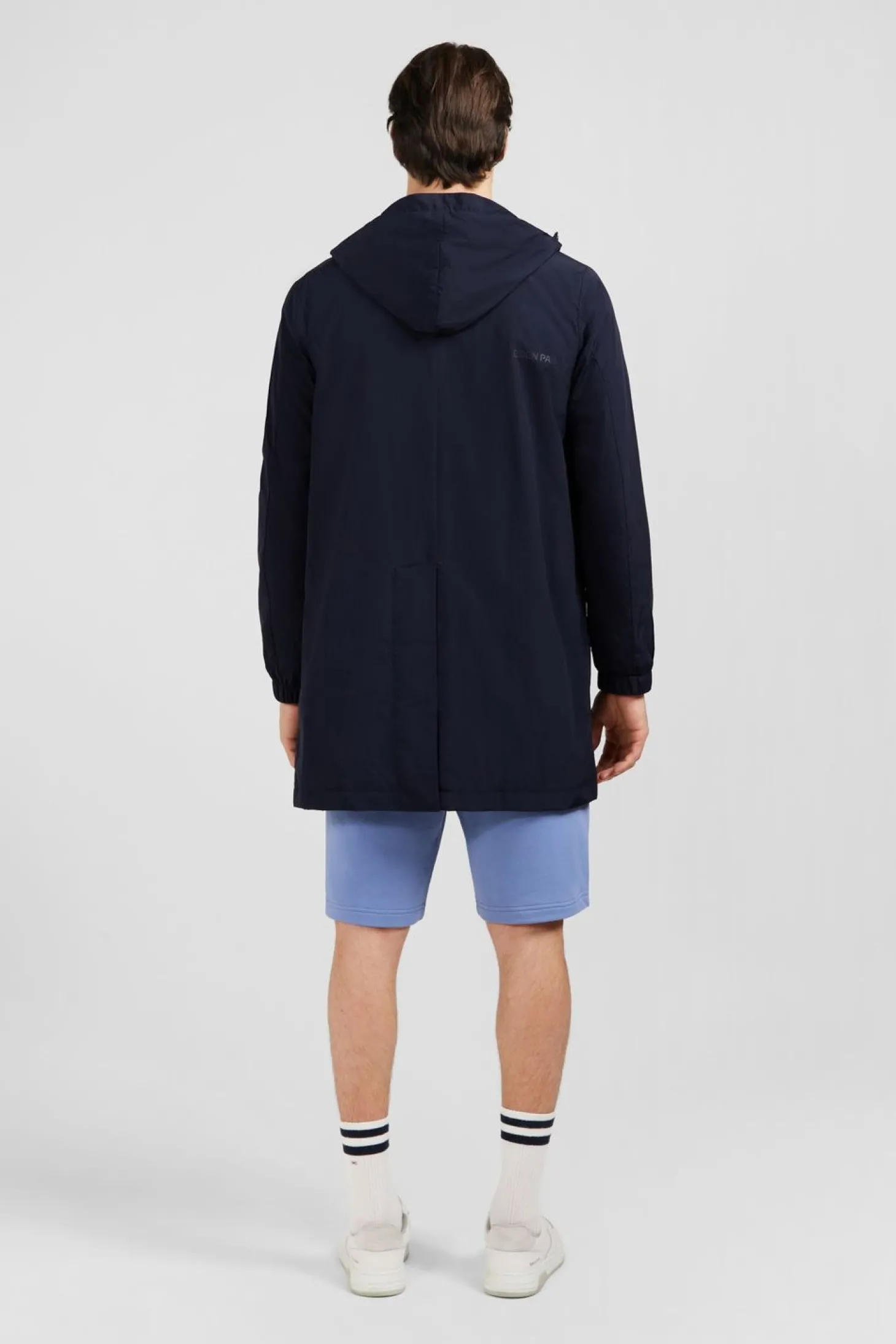 Parka Longue Zippee A Capuche Marine