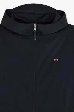 Parka Longue Zippee A Capuche Marine