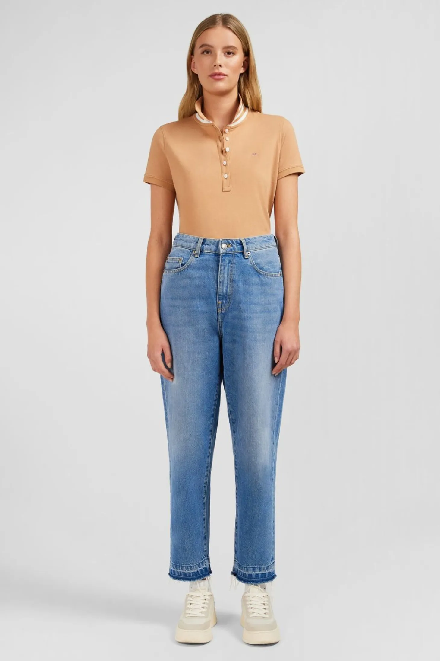 Polo Beige Manches Courtes En Coton Pima