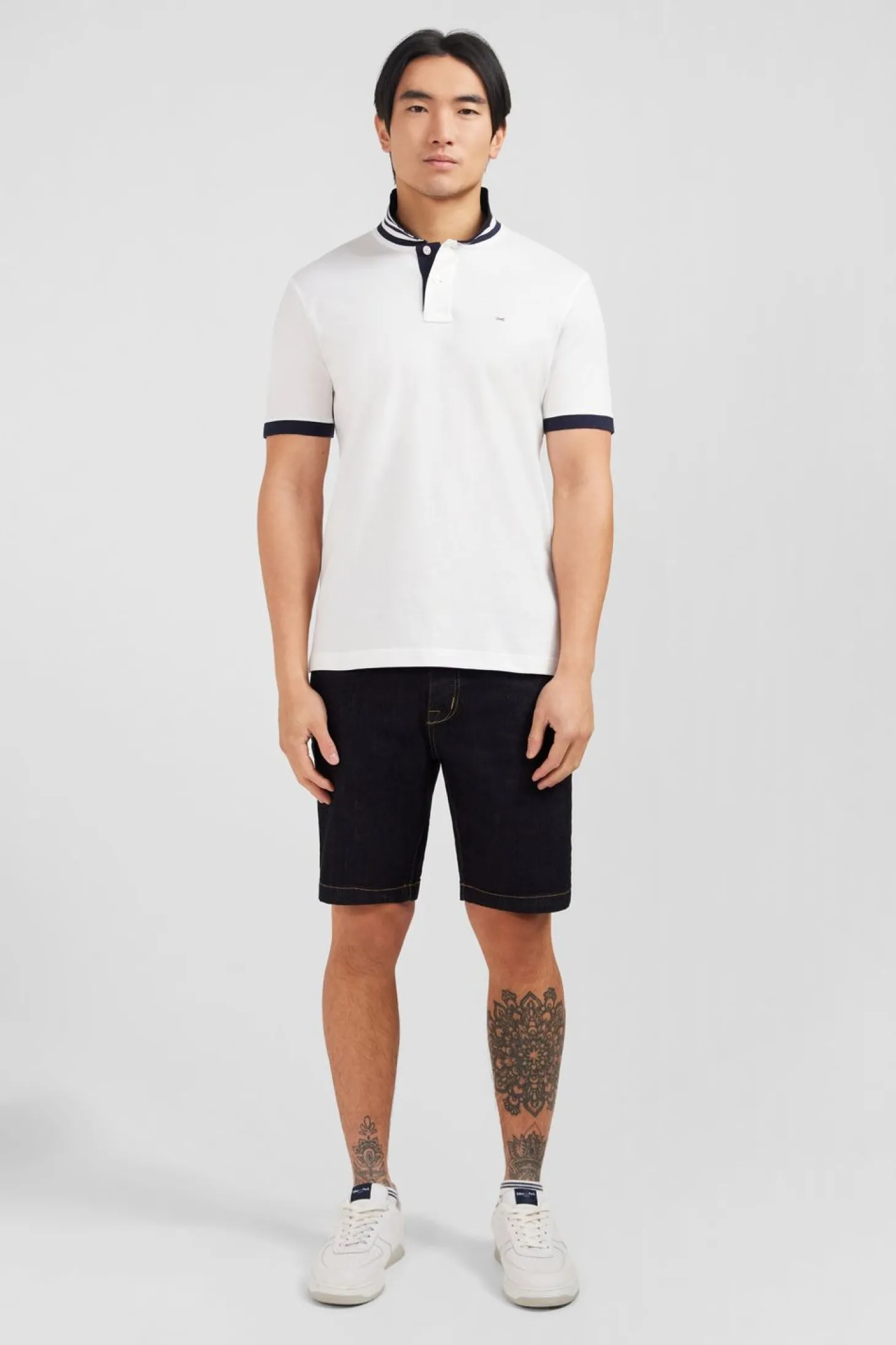 Polo Blanc En Coton Pima Avec Details Contrastes