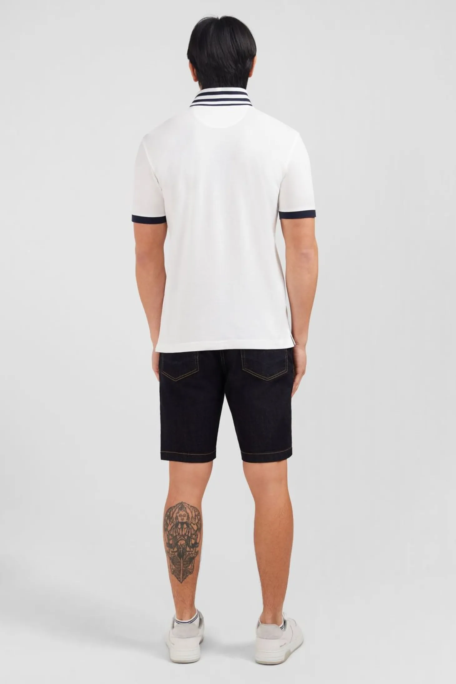 Polo Blanc En Coton Pima Avec Details Contrastes