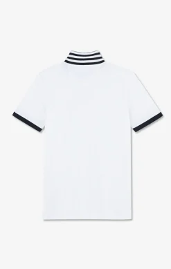 Polo Blanc En Coton Pima Avec Details Contrastes
