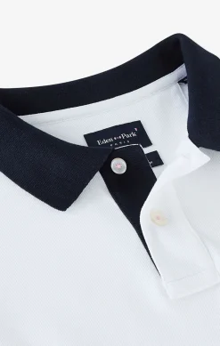 Polo Blanc En Coton Pima Avec Details Contrastes