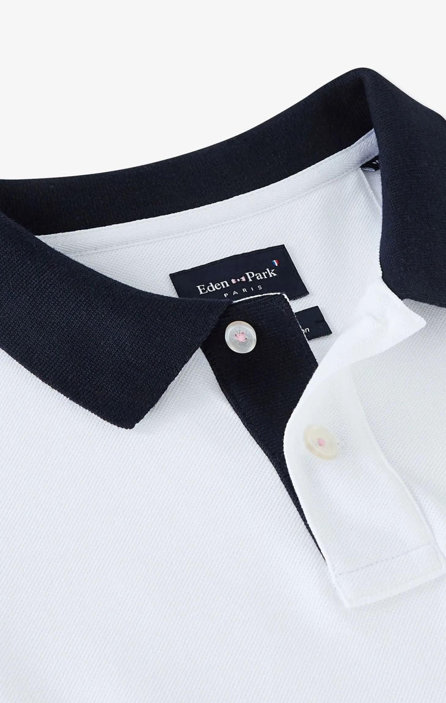 Polo Blanc En Coton Pima Avec Details Contrastes