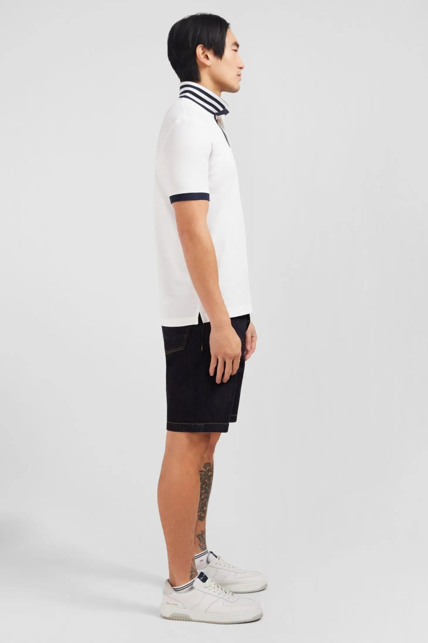 Polo Blanc En Coton Pima Avec Details Contrastes