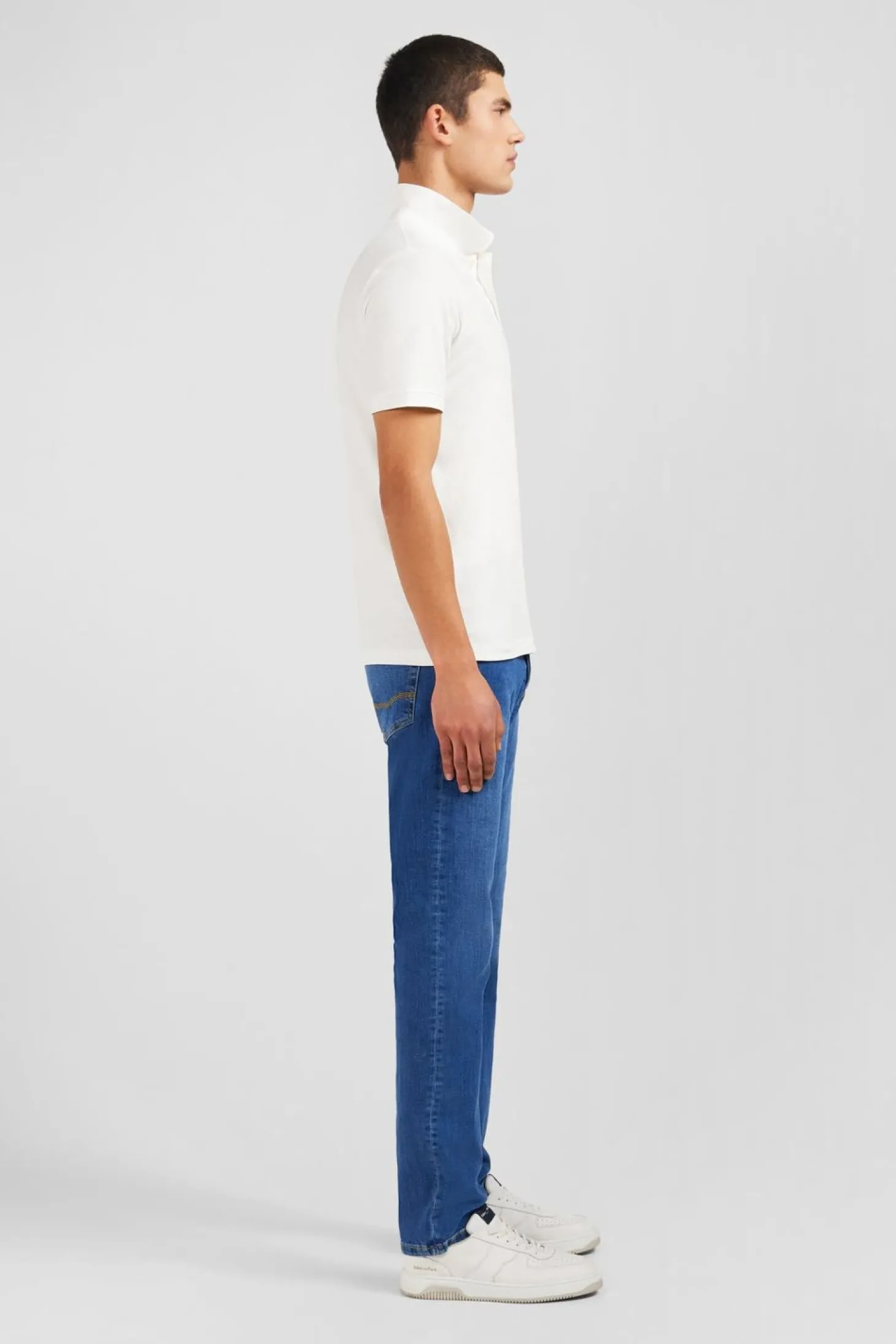 Polo Blanc En Coton Pima Stretch