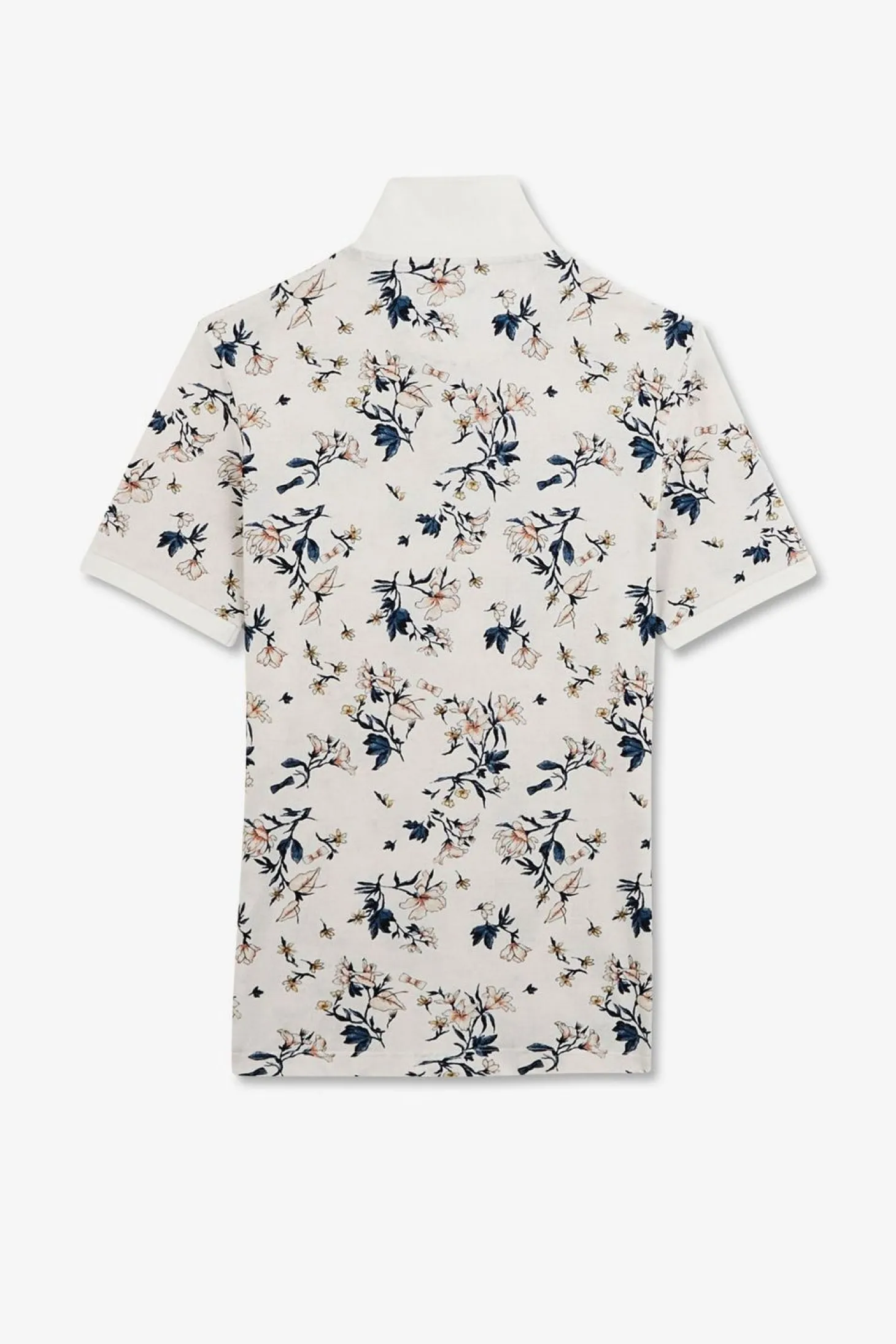 Polo Blanc Imprime Exclusif Fleuri