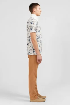 Polo Blanc Imprime Exclusif Fleuri