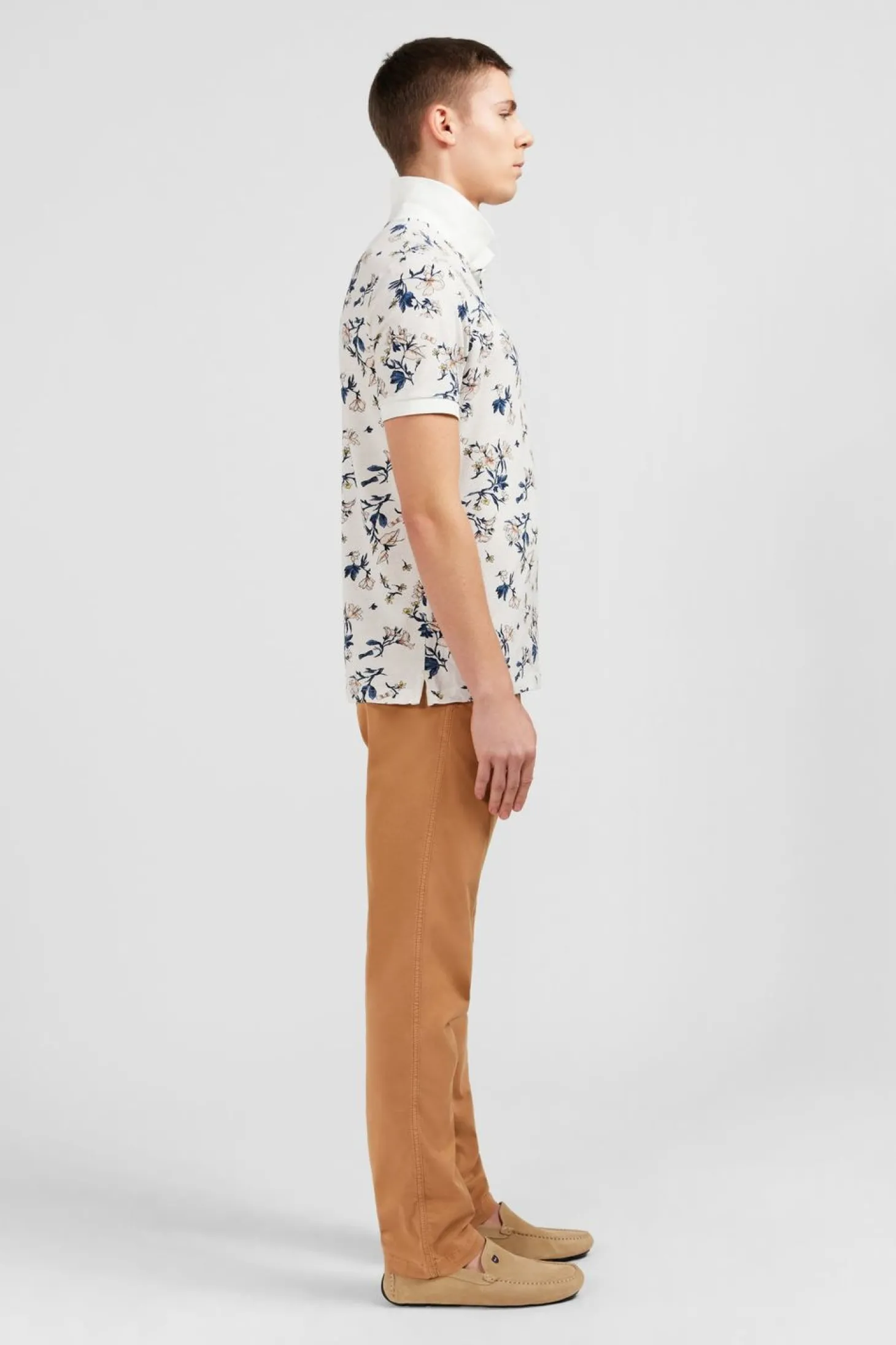Polo Blanc Imprime Exclusif Fleuri