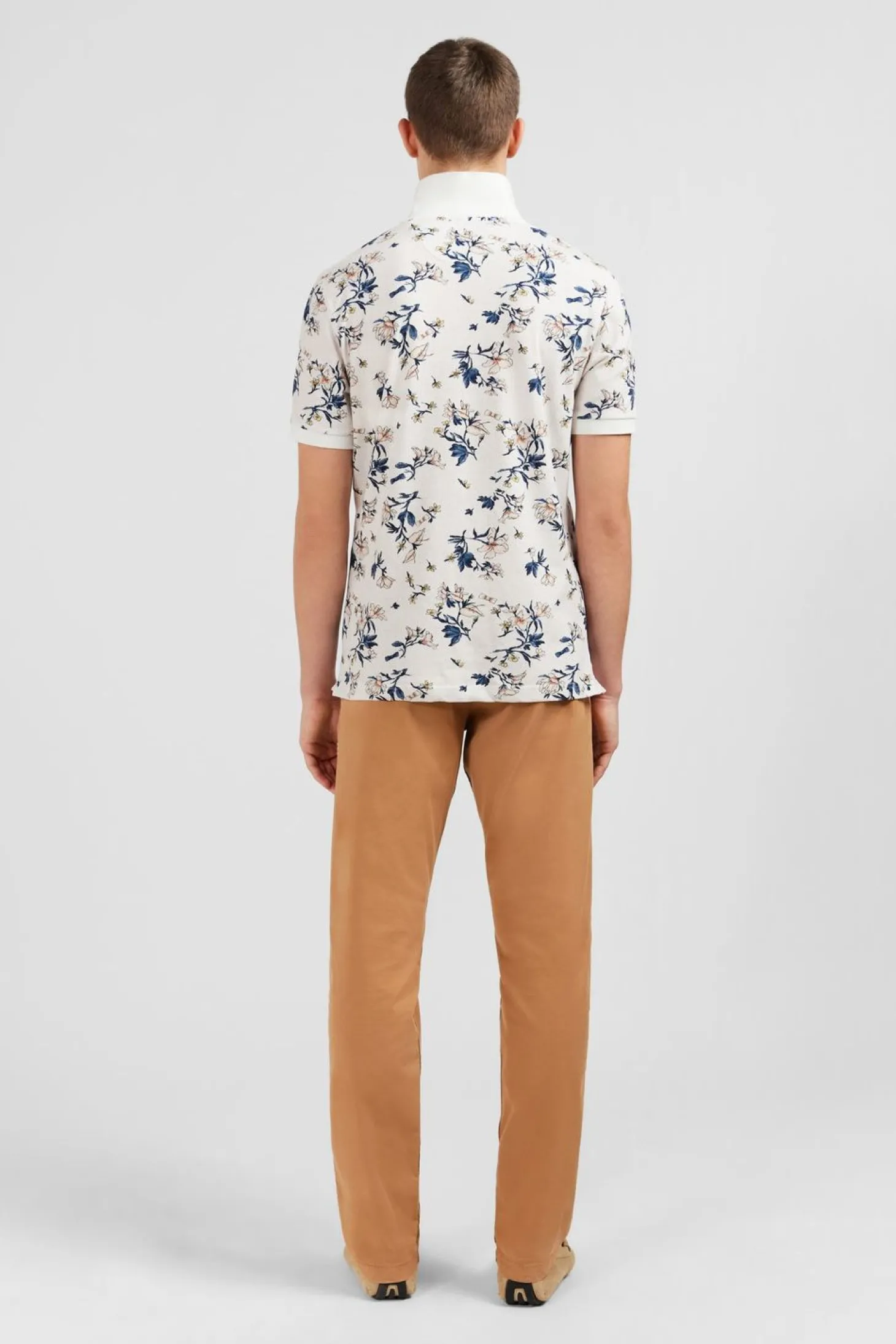 Polo Blanc Imprime Exclusif Fleuri