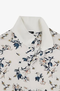 Polo Blanc Imprime Exclusif Fleuri