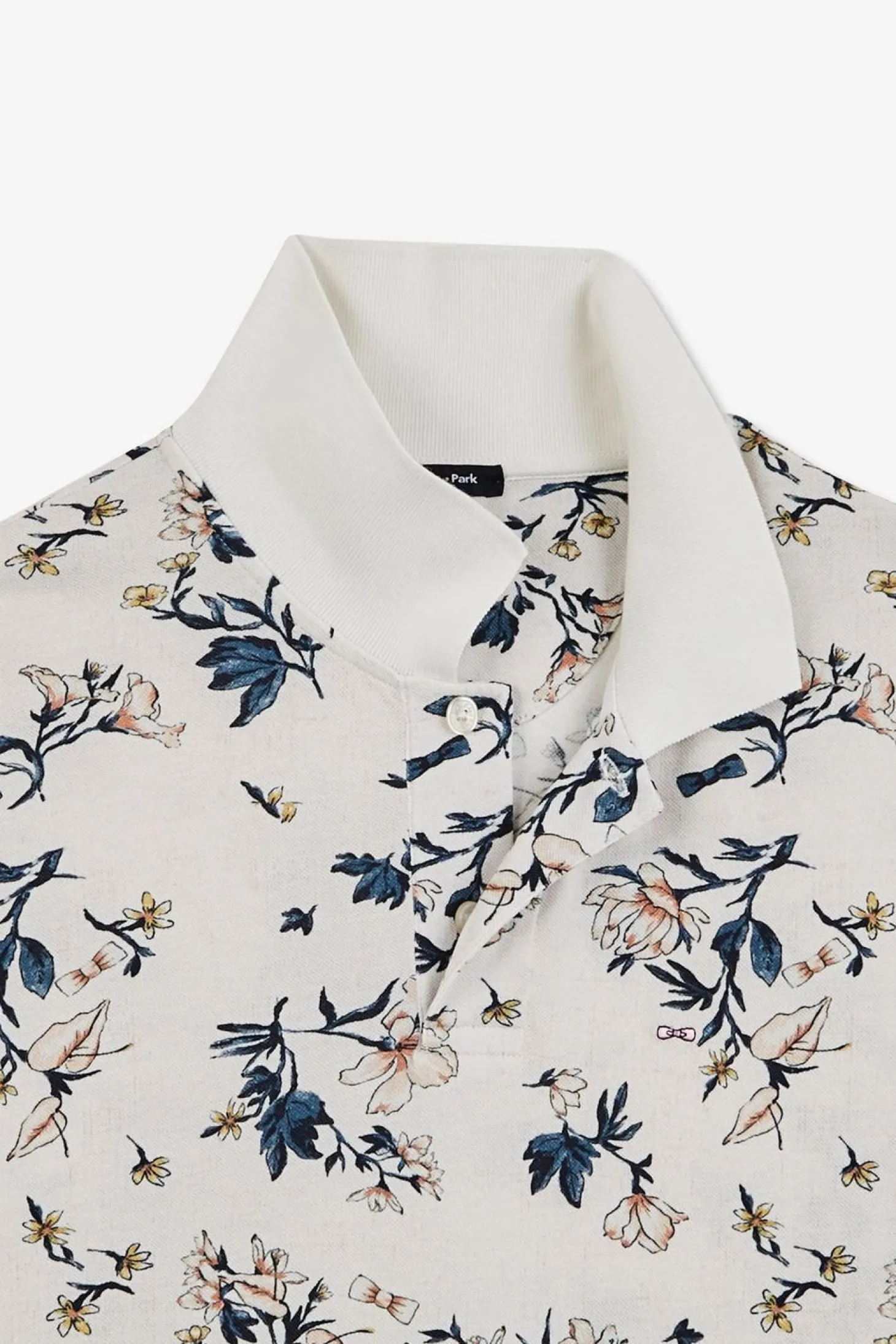 Polo Blanc Imprime Exclusif Fleuri
