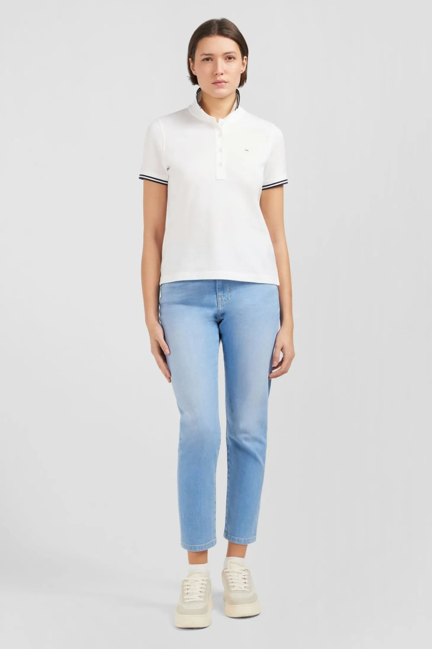 Polo Blanc Manches Courtes En Coton Pima