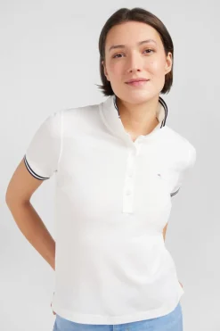 Polo Blanc Manches Courtes En Coton Pima