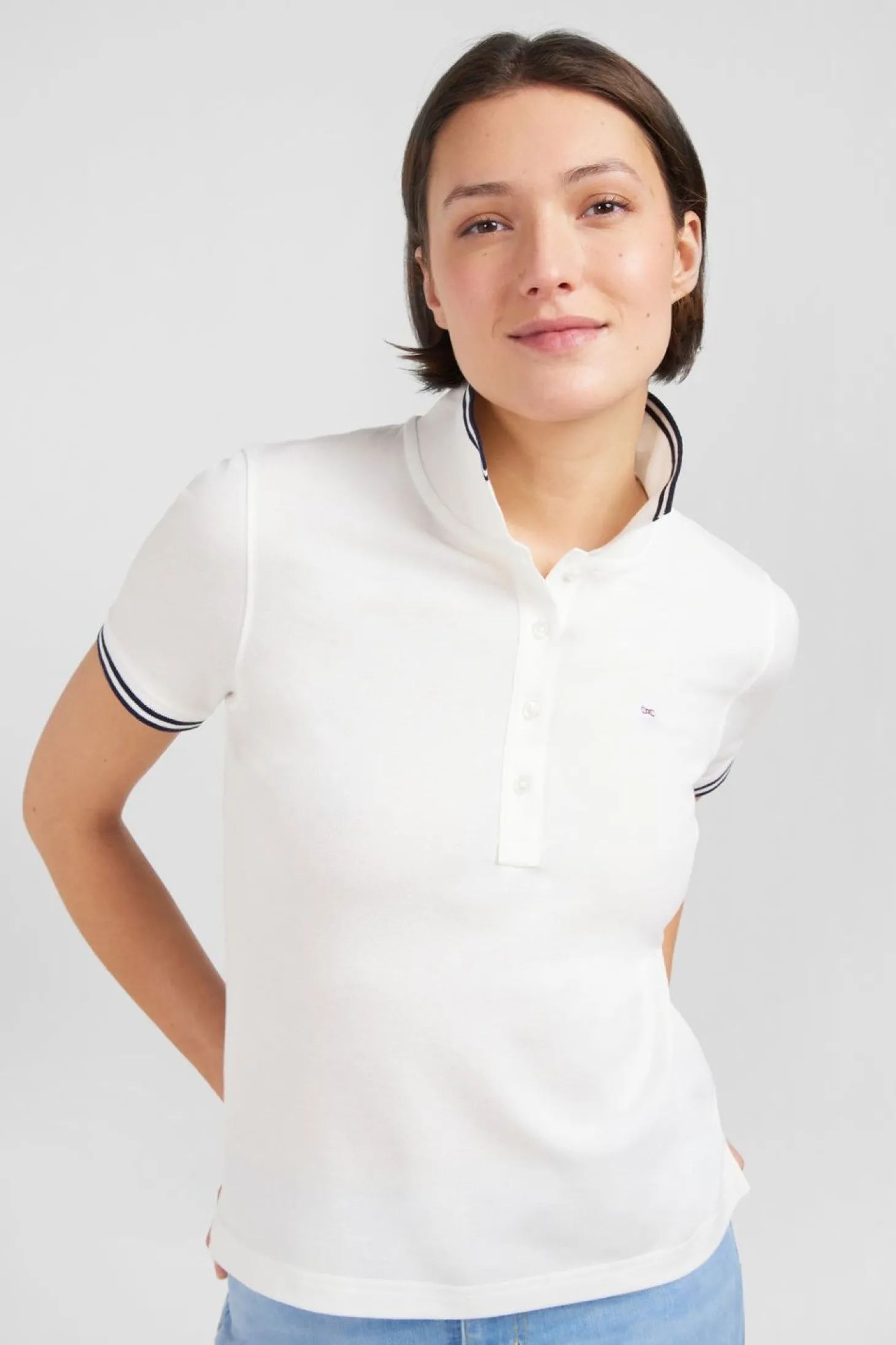 Polo Blanc Manches Courtes En Coton Pima