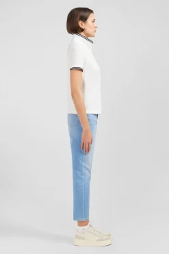 Polo Blanc Manches Courtes En Coton Pima