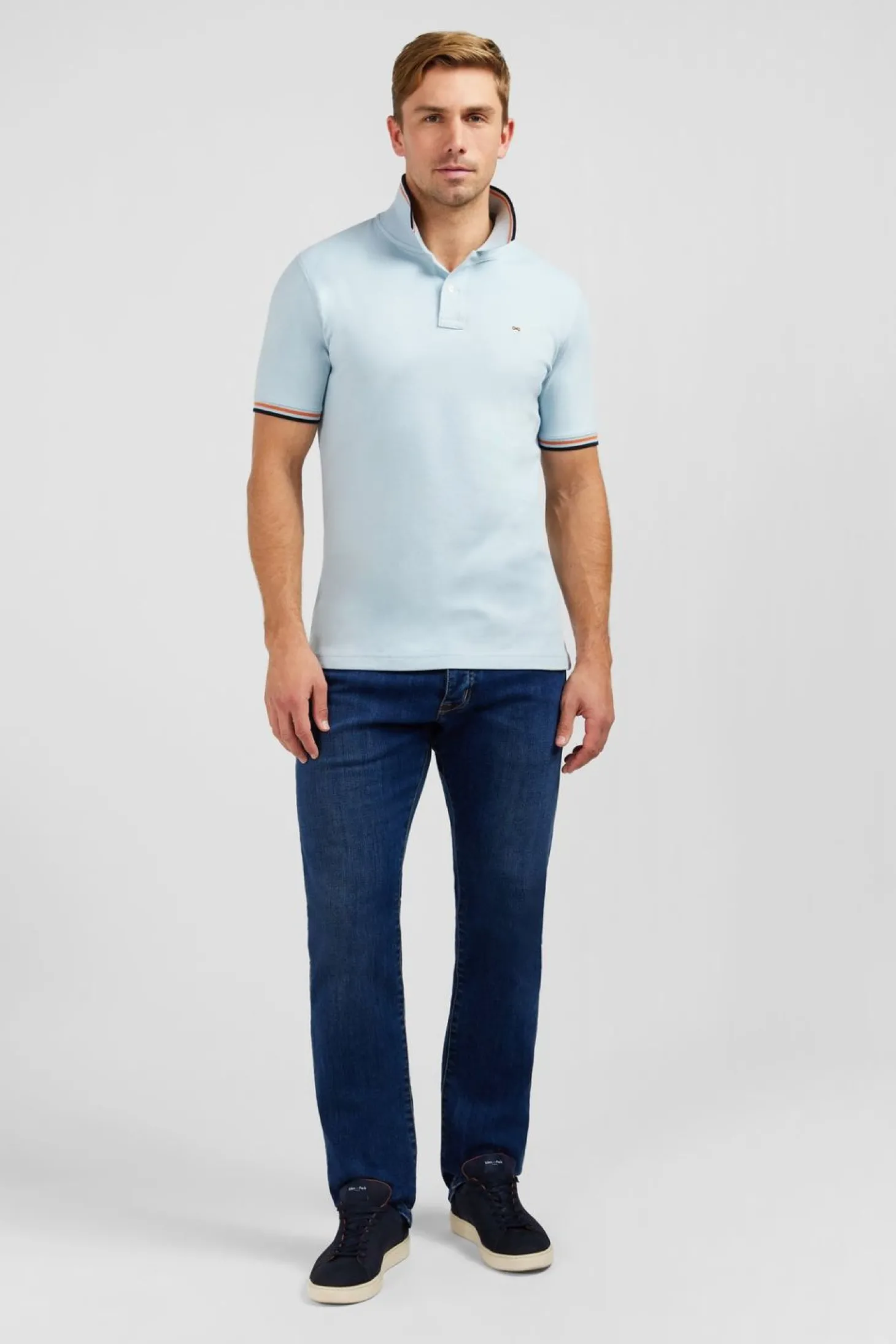 Polo Bleu Clair En Coton Pima