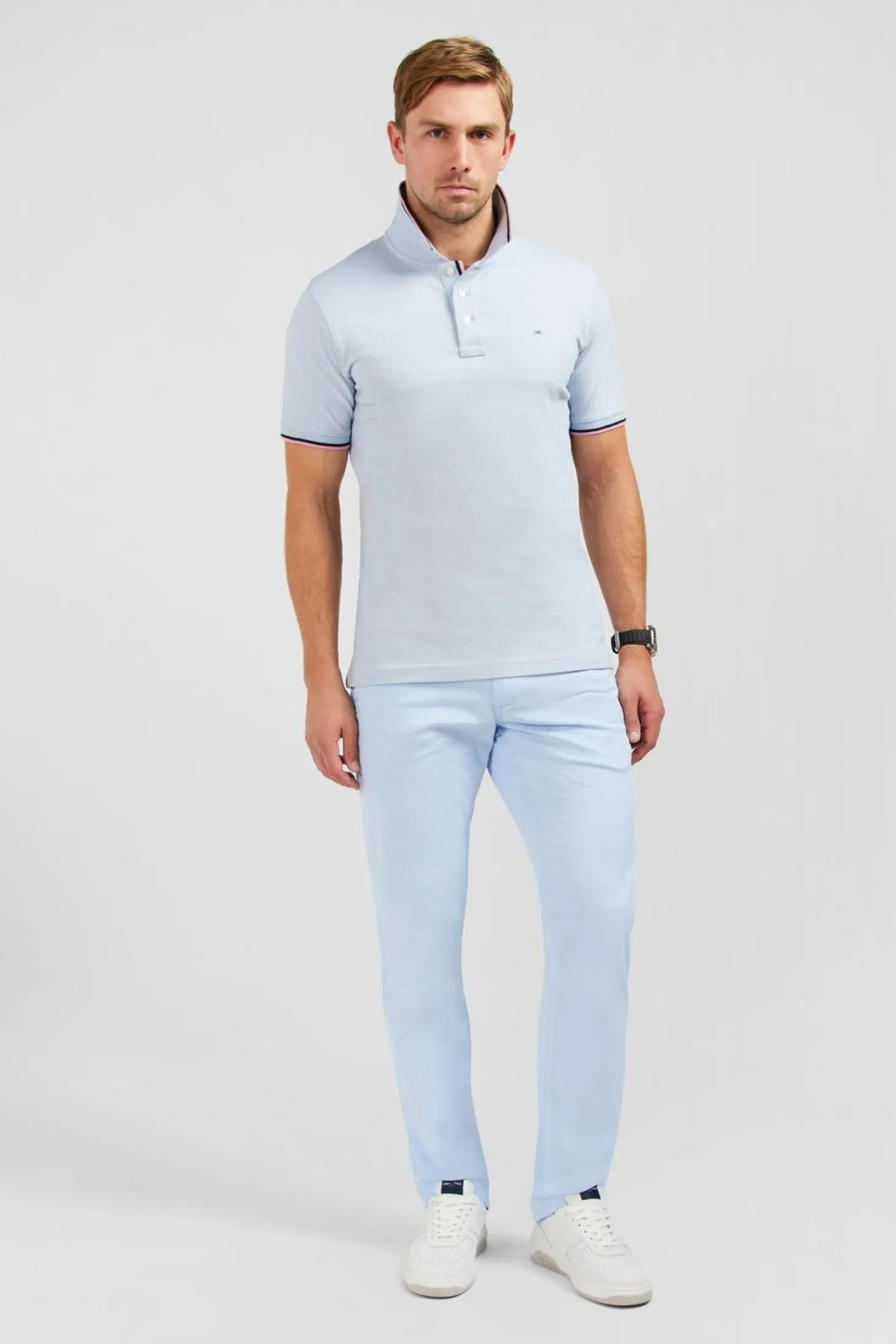Polo Bleu Clair En Coton Pima