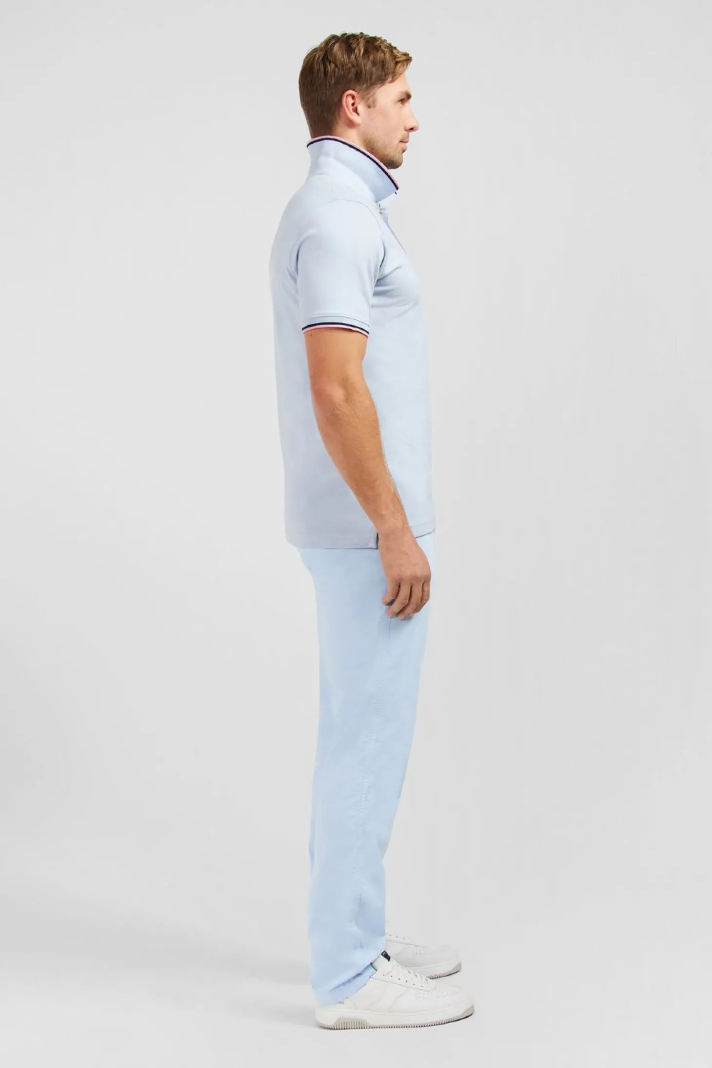 Polo Bleu Clair En Coton Pima