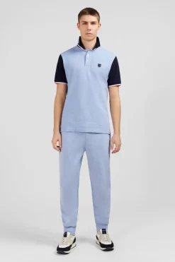 Polo Bleu Colorblock Manches Courtes