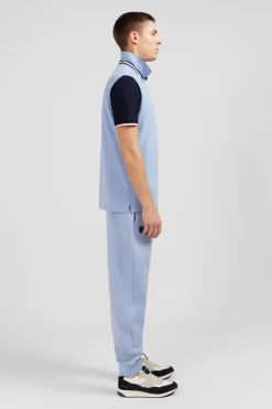 Polo Bleu Colorblock Manches Courtes