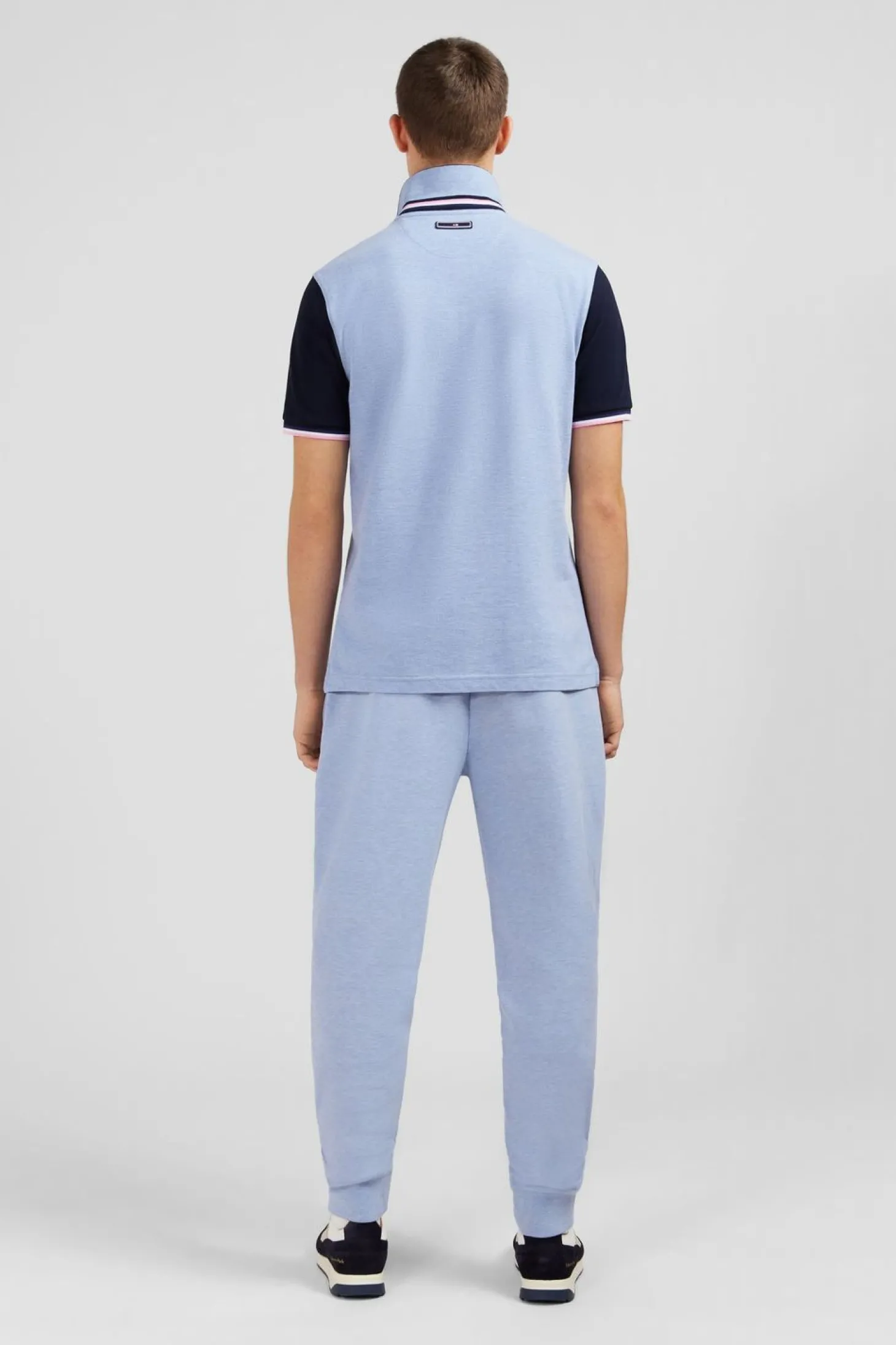 Polo Bleu Colorblock Manches Courtes