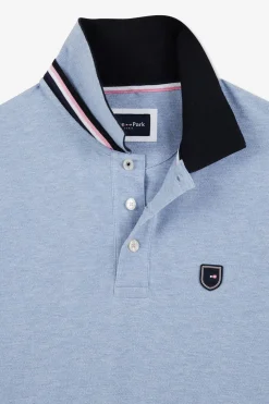 Polo Bleu Colorblock Manches Courtes