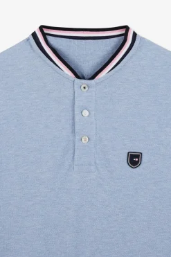 Polo Bleu Colorblock Manches Courtes