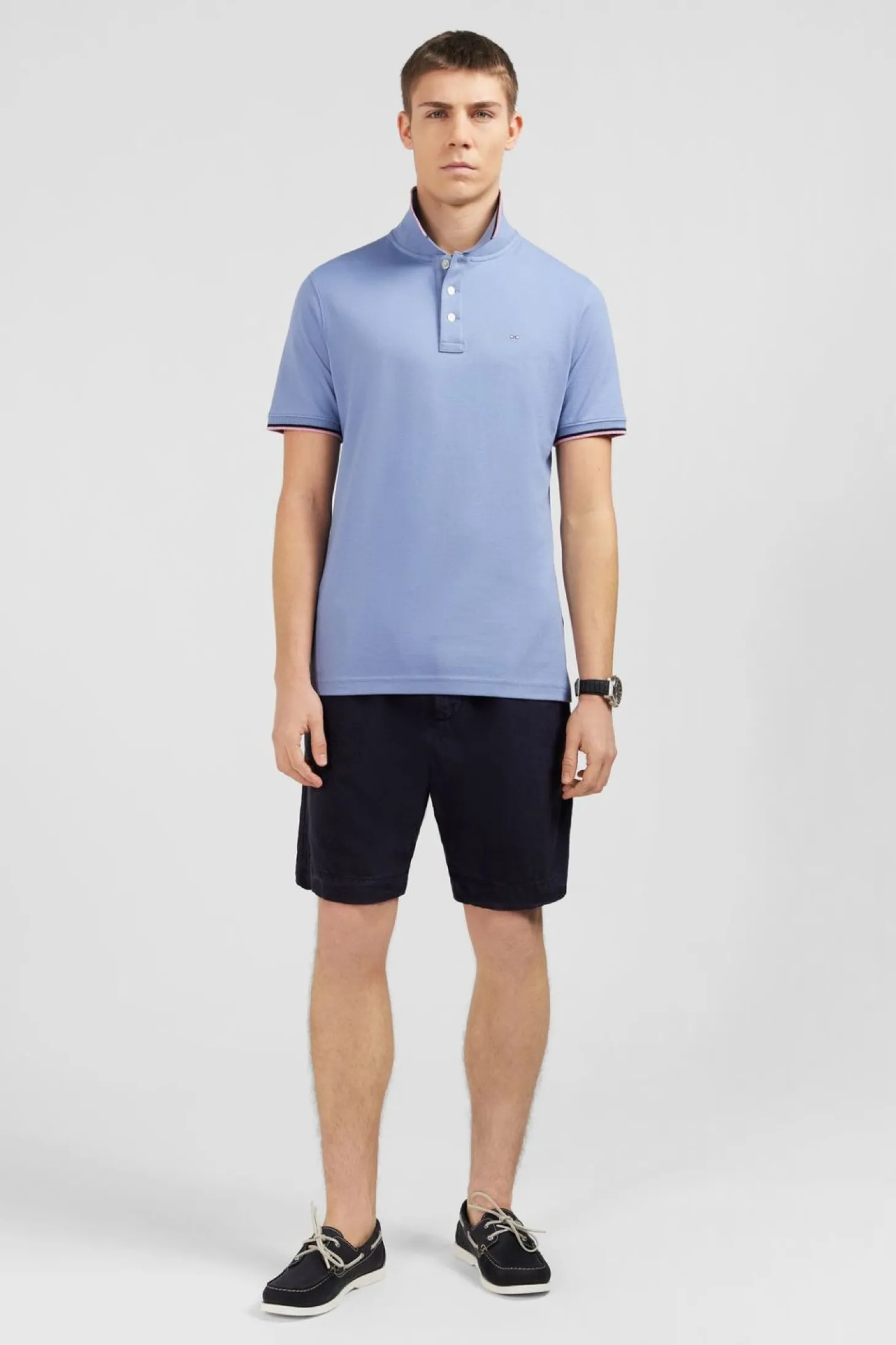 Polo Bleu En Coton Pima