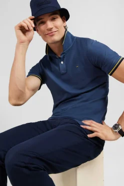 Polo Bleu En Coton Pima