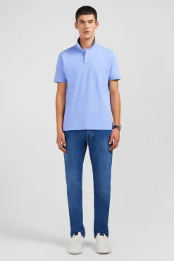 Polo Bleu En Coton Pima Stretch