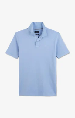 Polo Bleu En Coton Pima Stretch
