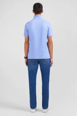 Polo Bleu En Coton Pima Stretch